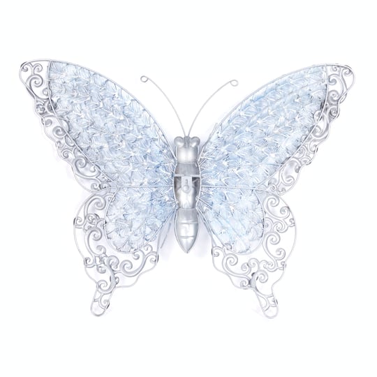 Silver & Blue Butterfly Eclectic Metal Wall Decor | Michaels